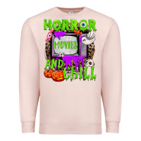 Pale Pink Horror movies and chill Premium Sweatshirt - NancyCooperArtShop