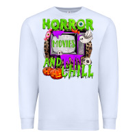 White Horror movies and chill Premium Sweatshirt - NancyCooperArtShop