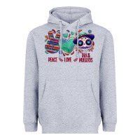 Heather Grey Peace love dia de los muertos Heavyweight Hoodie - NancyCooperArtShop