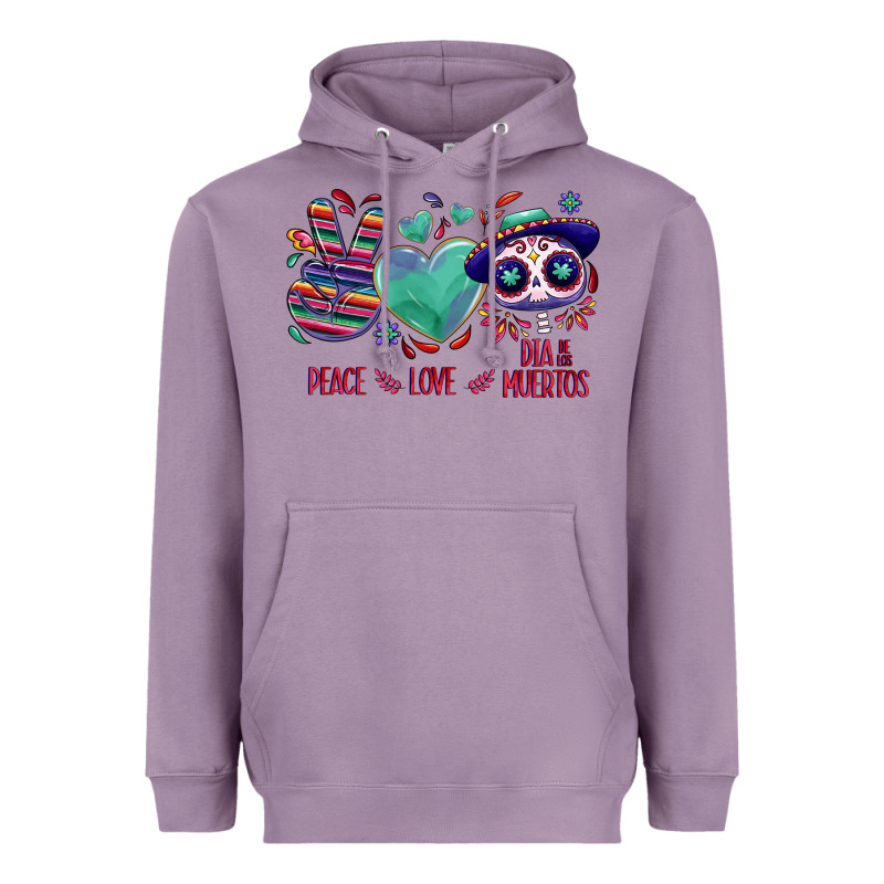 Peace Love Dia De Los Muertos Heavyweight Hoodie by NancyCooperArtShop | Teevron