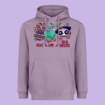 Peace Love Dia De Los Muertos Heavyweight Hoodie Designed By Nancycooperartshop