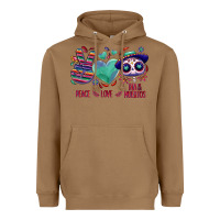 Toasted Coconut Peace love dia de los muertos Heavyweight Hoodie - NancyCooperArtShop