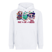 White Peace love dia de los muertos Heavyweight Hoodie - NancyCooperArtShop
