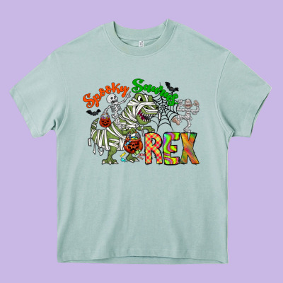 Spooky Sourus Heavy Core Tee Designed By Cowhidedigitalart