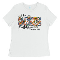 White I Am Gods Master Piece Ephesians Ladies Tee - CowhideDigitalArt