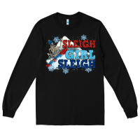 Black winter sleigh girl sleigh Long Sleeve Tee - NancyCooperArtShop