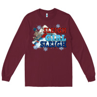 Burgundy winter sleigh girl sleigh Long Sleeve Tee - NancyCooperArtShop