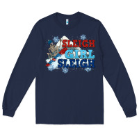 Navy winter sleigh girl sleigh Long Sleeve Tee - NancyCooperArtShop