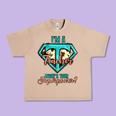 I'm A Teacher What's Your Superpower Cowhide Urban Heavy Tee Designed By Jasminsmagicworld