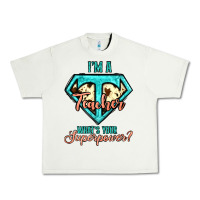 Pistachio i'm a teacher what's your superpower cowhide Urban Heavy Tee - Jasminsmagicworld