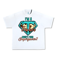White i'm a teacher what's your superpower cowhide Urban Heavy Tee - Jasminsmagicworld