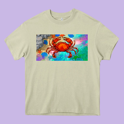 Crab License Plate Heavy Core Tee Designed By Barkaloodesign