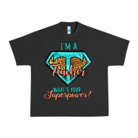 Pigment Black i'm a teacher what's your superpower leopard Urban Heavy Tee - Jasminsmagicworld