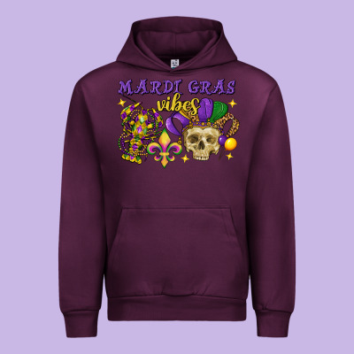Mardi Gras Vibes Skull Urban Hoodie Designed By Fadigitalartstudio