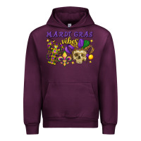 Mauve Wine Mardi Gras vibes skull Urban Hoodie - FaDigitalArtStudio