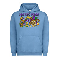 Pigment Pebble Blue Mardi Gras vibes skull Urban Hoodie - FaDigitalArtStudio