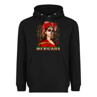Black Sugar skull girl with Mexicana Heavyweight Hoodie - NancyCooperArtShop
