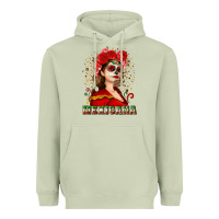 Matcha Sugar skull girl with Mexicana Heavyweight Hoodie - NancyCooperArtShop