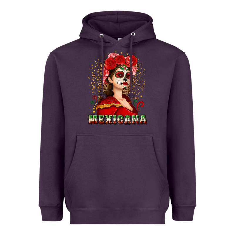 Sugar Skull Girl With Mexicana Heavyweight Hoodie by NancyCooperArtShop | Teevron