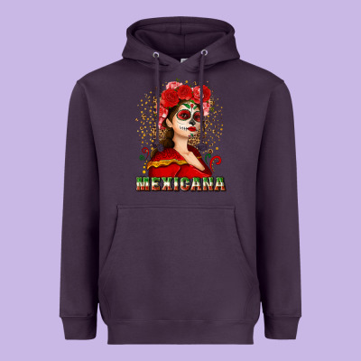 Sugar Skull Girl With Mexicana Heavyweight Hoodie Designed By Nancycooperartshop