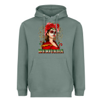 Sage Sugar skull girl with Mexicana Heavyweight Hoodie - NancyCooperArtShop