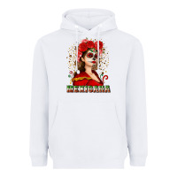White Sugar skull girl with Mexicana Heavyweight Hoodie - NancyCooperArtShop