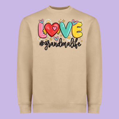 Love Grandma Life Heavyweight Sweatshirt Designed By Maliassmallbusiness