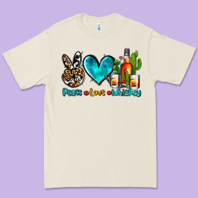 Peace Love Whiskey Premium Tee Designed By Adodesignshop