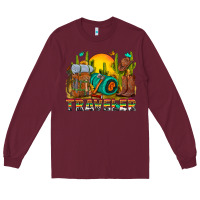Burgundy western traveler cowboy Long Sleeve Tee - NancyCooperArtShop
