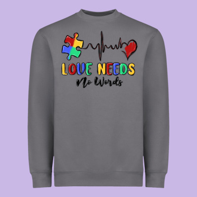Love Needs No Words Heavyweight Sweatshirt Designed By Maliassmallbusiness