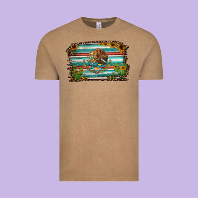 Cactus Turquoise Serape Leopard Mexican Flag Vintage Tee Designed By Jasminsmagicworld