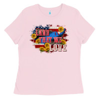 Bubblegum Pink Land that we love 4th of july Ladies Tee - CowGirlArtShop