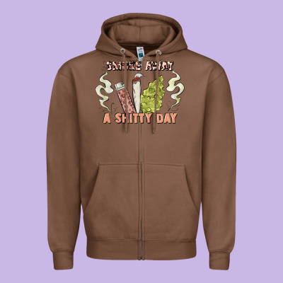 Smoke Away A Sh Tty Day Zipper Hoodie Designed By Artiststas