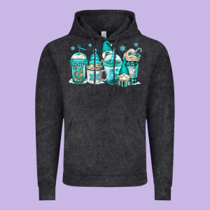 Winter Christmas Gnomes Coffee Cups Vintage Hoodie Designed By Jasminsmagicworld