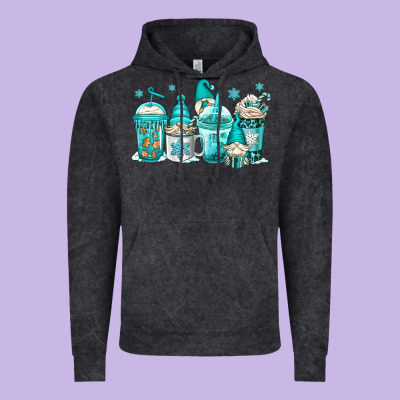 Winter Christmas Gnomes Coffee Cups Vintage Hoodie Designed By Jasminsmagicworld
