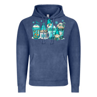 Vintage Denim winter christmas gnomes coffee cups Vintage Hoodie - Jasminsmagicworld