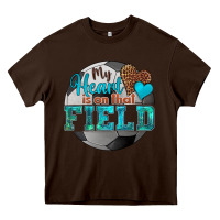 Chocolate Brown my heart is on that field soccer Heavy Core Tee - HRA Design Shop