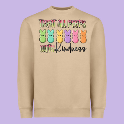 Treat All Peeps With Kindness Heavyweight Sweatshirt Designed By Maliassmallbusiness