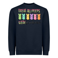 Navy treat all peeps with kindness Heavyweight Sweatshirt - MaliasSmallBusiness