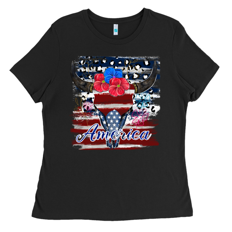 Bull Skull America Ladies Tee by JahusDesignShop | Teevron