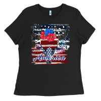 Black bull skull america Ladies Tee - JahusDesignShop