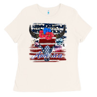 Bone bull skull america Ladies Tee - JahusDesignShop