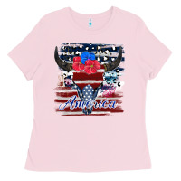 Bubblegum Pink bull skull america Ladies Tee - JahusDesignShop
