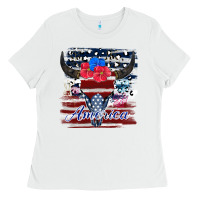 White bull skull america Ladies Tee - JahusDesignShop