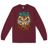 Burgundy wild heart tiger college western Long Sleeve Tee - NancyCooperArtShop