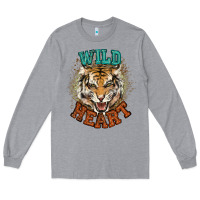 Heather Grey wild heart tiger college western Long Sleeve Tee - NancyCooperArtShop