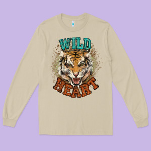 Wild Heart Tiger College Western Long Sleeve Tee Designed By Nancycooperartshop