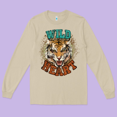 Wild Heart Tiger College Western Long Sleeve Tee Designed By Nancycooperartshop