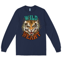 Navy wild heart tiger college western Long Sleeve Tee - NancyCooperArtShop