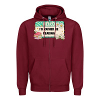 Burgundy hello id rather be reading Zipper Hoodie - Artiststas